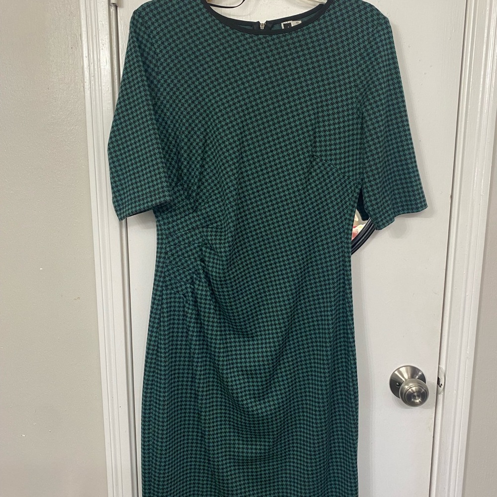 Julian Taylor Deep Teal Midi Dress with Ruching and Dolman Sleeves